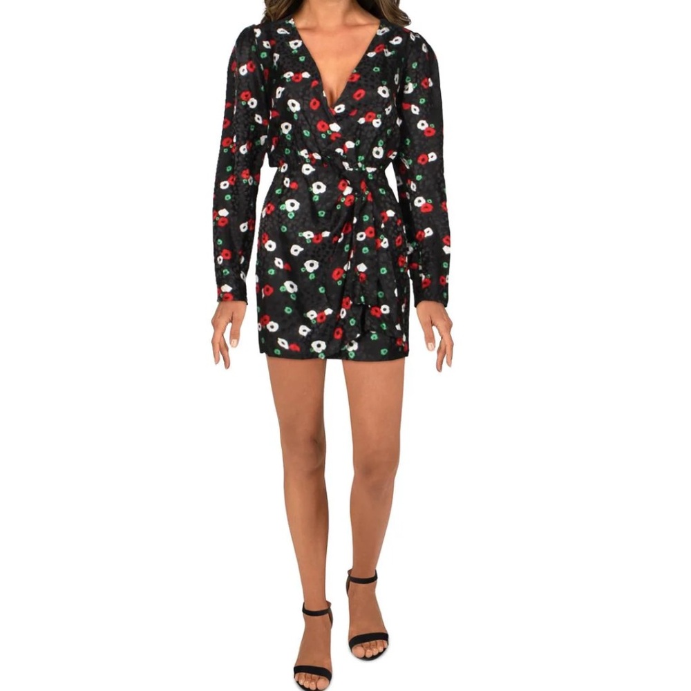 The KOOPLES Black Fleur Naive Wrap Dress NWT